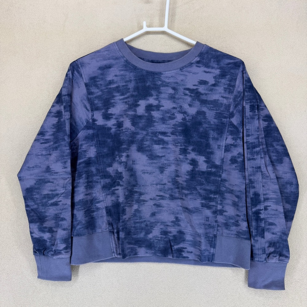 Athleta Tie Dye Crewneck Sweatshirt Long Sleeve Purple Blue Athletic Size M